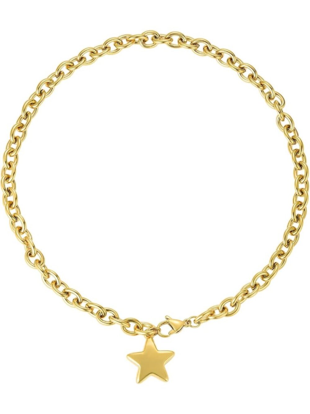 Chunky 18K Gold Plated Star Necklace for Women, 16 Inch Statement Jewelry